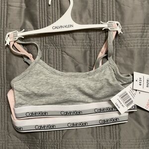 Calvin Klein Girls' Cotton Training Bra Bralette with Adjustable Straps, 2 Pack